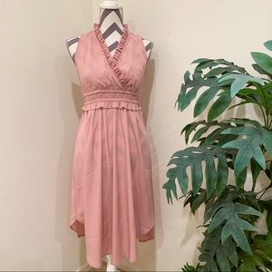 NWT LOFT pastel pink ruffle midi sweet heart dress